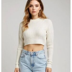 Urban Outfitters Big Sur Ribbed Cropped Crewneck Sweater Coquette Y2K Size XS